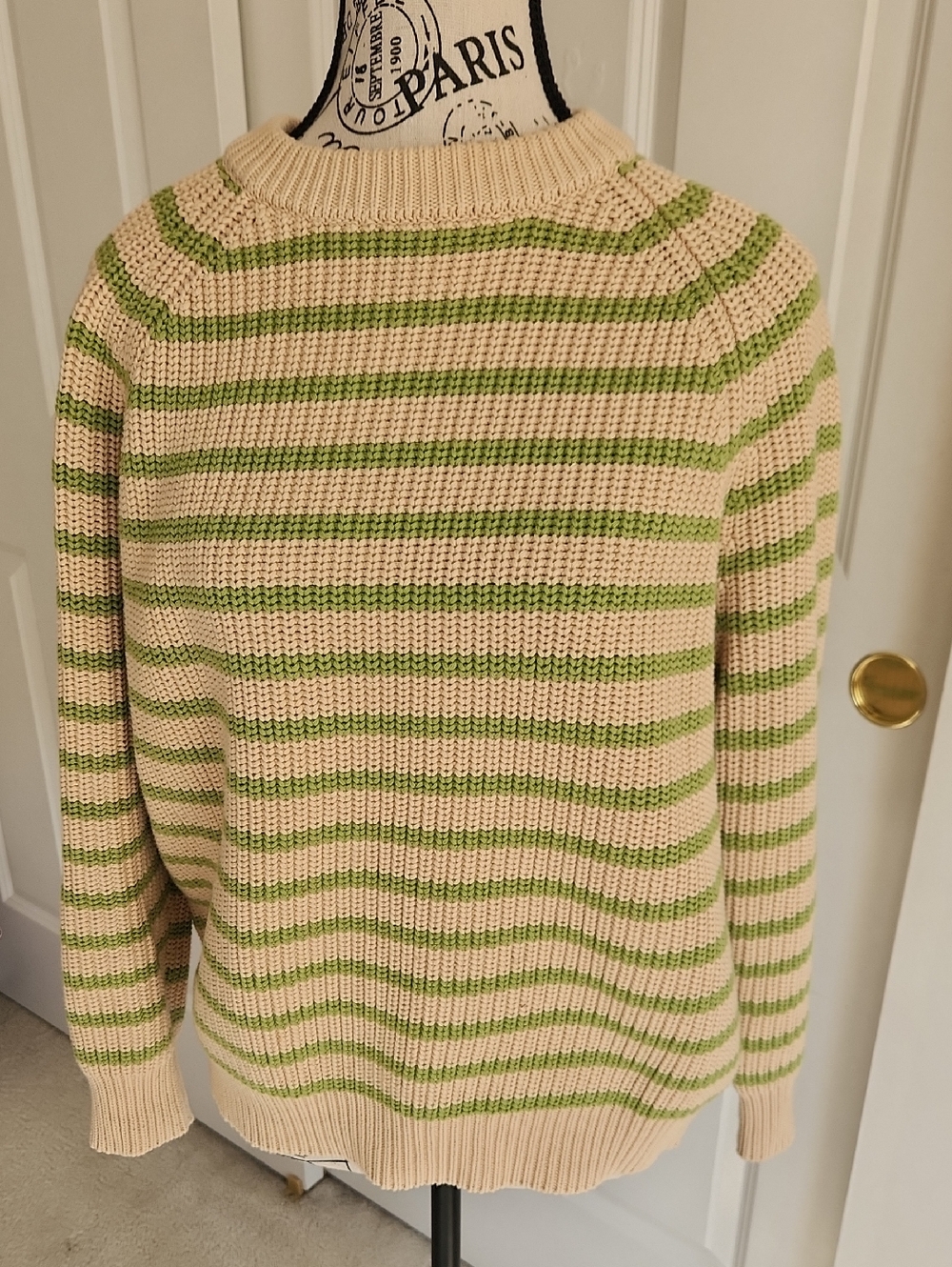 Demylee Green Stripe 100% Cotton Sweater SZ M
